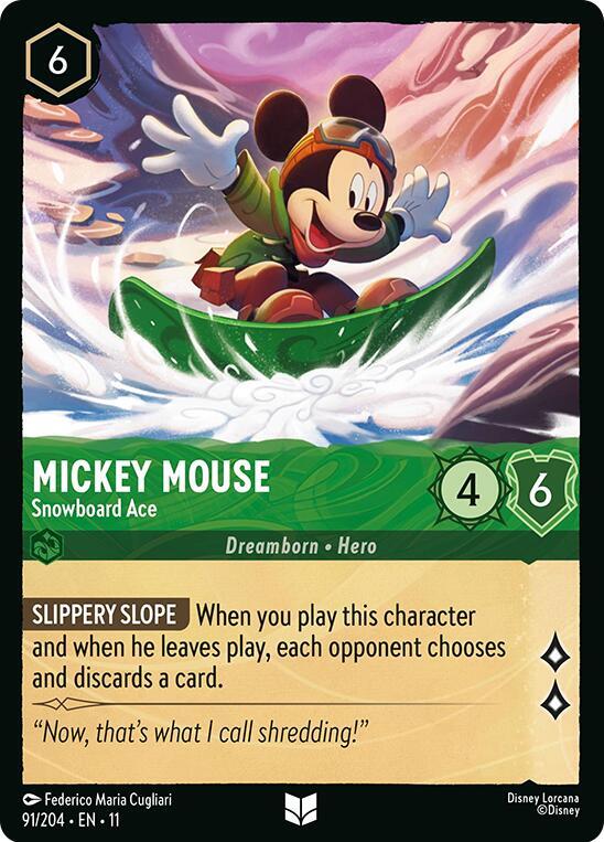 Mickey Mouse - Snowboard Ace (91/204) - Winterspell (11) - Foil